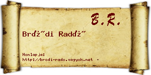 Bródi Radó névjegykártya